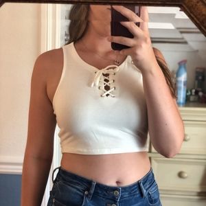 White Tie Up Crop Top